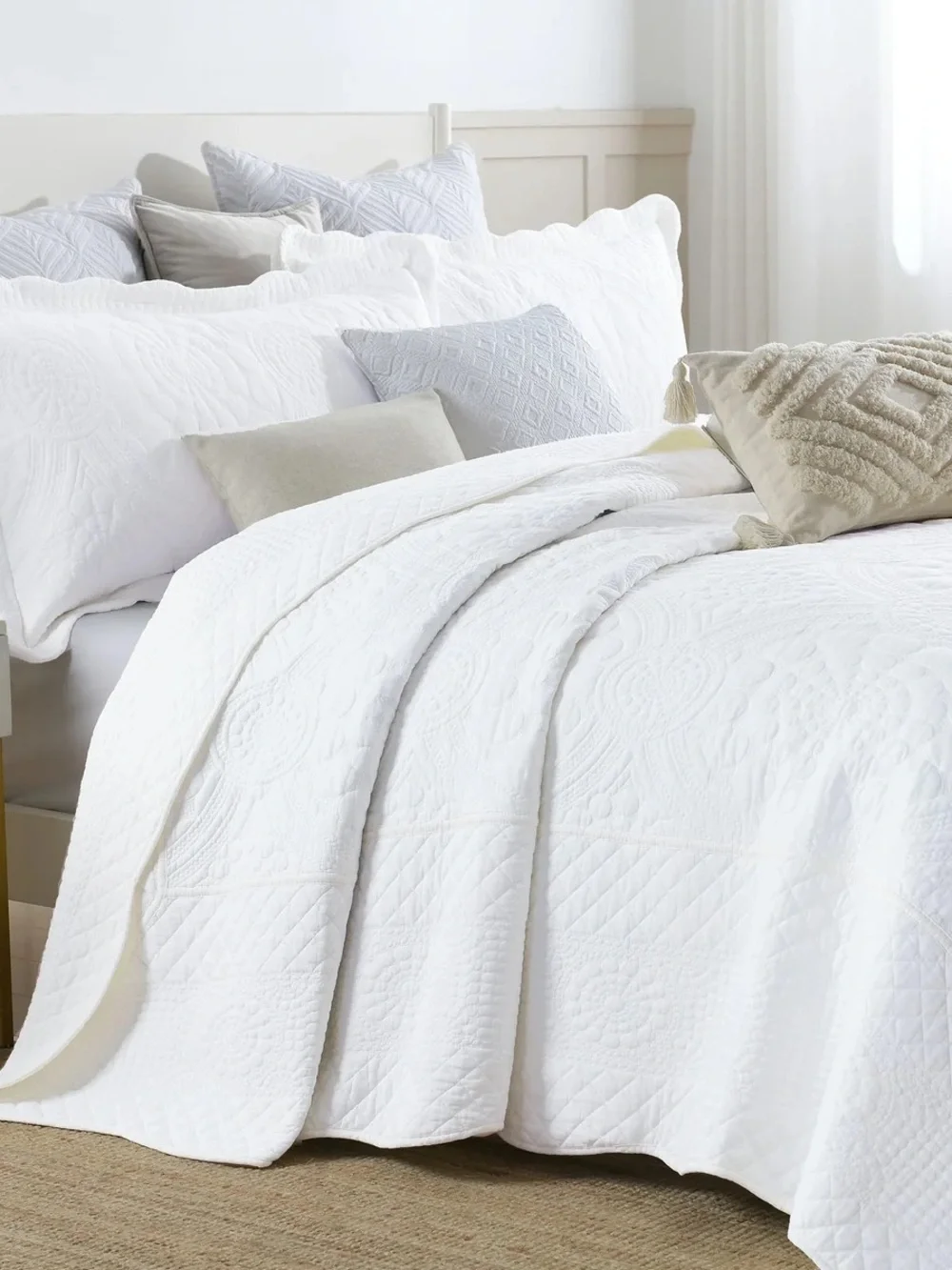 3 PIECE 100% COTTON QUILT SET, OVERSIZED LIGHTWEIGHT QUILTED BEDSPREAD